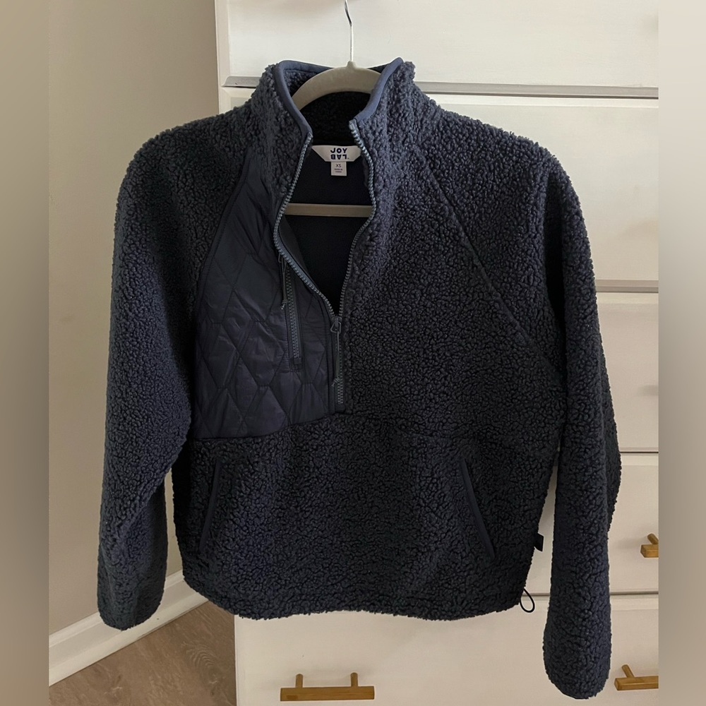 Joy Lab Fleece 3 Quarter Zip Jacket Navy